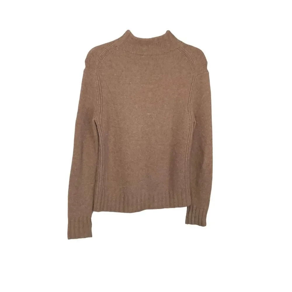 J. Crew Camel Tan Wool Blend Supersoft Yarn Mock Neck Long Sleeve Sweater Size M